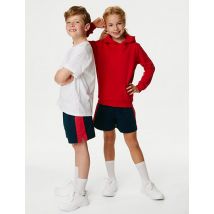 M&S Collection Unisex Pure Cotton Sports Shorts (2-16 Yrs) - 10-11 - Red Mix, Red Mix