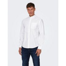 ONLY & SONS Regular Fit Pure Cotton Oxford Shirt - M - White, White
