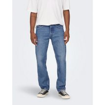 ONLY & SONS Straight Fit Pure Cotton 5 Pocket Jeans - 3432 - Blue Denim, Blue Denim