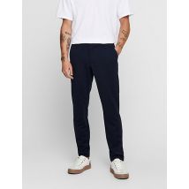 ONLY & SONS Tapered Fit Flat Front Trousers - 3032 - Navy, Navy