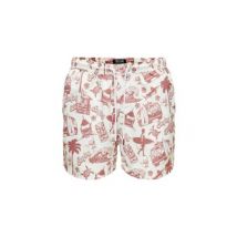 ONLY & SONS Pocketed Printed Swim Shorts - White Mix, White Mix