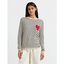 Chinti & Parker Wool Rich Striped Knitted Top with Cashmere - Cream Mix, Cream Mix