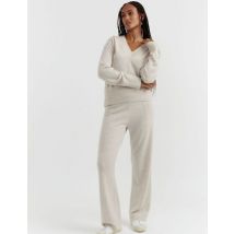 Chinti & Parker Wool Rich Wide Leg Relaxed Joggers with Cashmere - XL - Oatmeal, Oatmeal