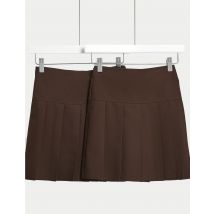 2pk Girls' Crease Resistant School Skirts brown