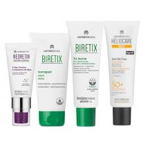 Routine anti-acne per pelli grasse o miste con correttore per il contorno occhi e le occhiaie.