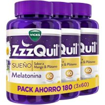 ZzzQuil Sueño Melatonina Dormir Mango y Plátano 3x60 Gummies