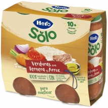 Hero Solo Jar avec morceaux de légumes au bœuf et riz +10m 2x235 gr