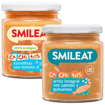 Smileat Jar CA-CHI-TOS + 10m Riz au Saumon et Petits Pois 230 gr + Pâtes à la Tomate 230 gr