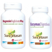 Sura Vitasan Enzimas Digestivas 100 Cápsulas + Bisglicinato de Magnésio Plus 120 Cápsulas
