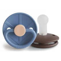 Bloco de chupetas Frigg Little Viking em silicone Ocean V./Cacau +6m 2 unid.