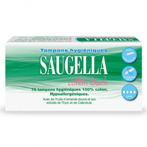 Saugella Cotton Touch Tampon Hygiénique sans Applicateur Flux Important - Pack 16 - Sans Applicateur -