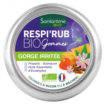 Santarome Bio Respir'Rub Gommes Bio Gorges irritées Propolis 45 gr