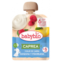 Iogurte de cabra Babybio Caprea em saqueta com maçã e framboesa +6 meses 85 g