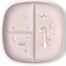 Prato Chicco com compartimentos rosa +12m