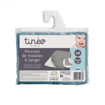 Tinéo Housses de Matelas à Langer Celadon Lot de 2 - Draps Housse -