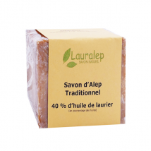 Lauralep Savon d'Alep Traditionnel 40% d'Huile de Laurier 200g pour Peau à problèmes