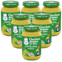 Pote Orgânico Gerber de Ervilhas, Batatas e Frango +6m 6x190 gr