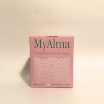 Pensos pós-parto MyAlma 100% algodão biológico Super Plus, embalagem com 9 unidades.