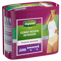 Depend Pañal Adulto Extradiscreto Super XL Mujer 9 uds