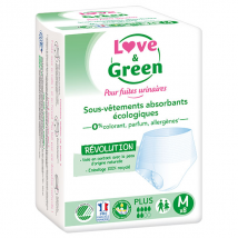 Love & Green Sous-vêtements absorbants adulte hypo et écologiques Plus Taille M x8