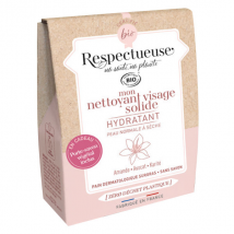 Respectueuse Mon Nettoyant Visage Solide Hydratant Bio 35g + Porte-Savon Végétal Offert