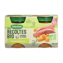 Blédina Les Récoltes Bio Pot Patates Douces +4m 2 x 130g - Légumes -