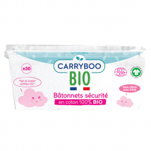 Carryboo Bâtonnets Sécurité Coton Bio 50 bâtonnets