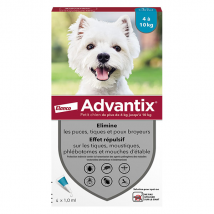 Advantix Chien Solution Antiparasitaire Petite Race 4 à 10kg 4 pipettes -