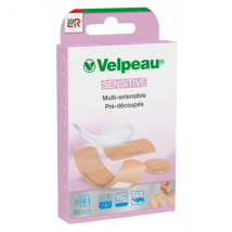 L&R Velpeau Pansements Sensitive Pré-Découpés Multi-Extensible Boîte de 30 - Extensible -