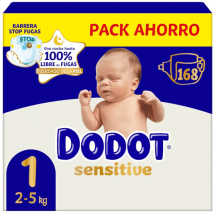 Fraldas Dodot Sensitive, Jumbo T1 Pack (2-5 kg), 168 unidades