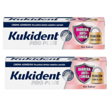 Kukident Pro Plus Barrera Anticomida sin Sabor 2x40 gr PACK AHORRO