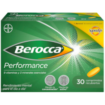 Berocca Performance Vitaminas, Rendimiento y Memoria 30 Comprimidos