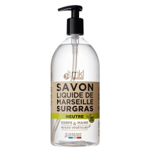 MKL Green Nature Savon Liquide de Marseille Surgras 1L pour Peau Sèche à Très Sèche,Peau Sensible
