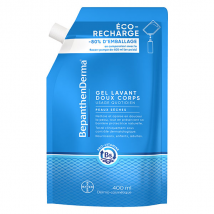 BepanthenDerma Gel Lavant Doux Corps Peaux Sèches et Sensibles Éco-Recharge 400ml - pour Peau Sensible, Peau Sèche à Très Sèche