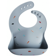 Bavoir en silicone Mushie imprimé voitures rétro