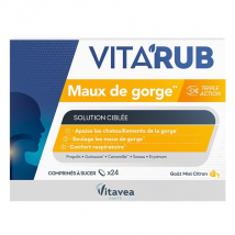 Vitavea Vita'Rub Maux de Gorge - Goût Miel Citron - 24 comprimés à sucer