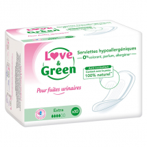 Love & Green Serviettes pour Fuites Urinaires Extra 10 unités Bio et Vegan- -