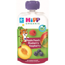 HiPP Sachets de Pêche, Pomme et Fruits des Bois +4m BIO 100 gr