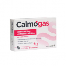 Novodex Calmogas Siméthicone 50mg + Charbon Activé 300mg 20 comprimés