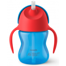 Avent Verre avec Paille et Anses +6m 210 ml Bleu