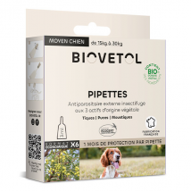 Biovetol - Antiparasitaire - Pipettes Moyen Chien Bio - 3ml (x6)