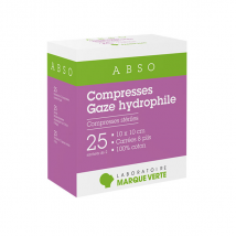 Marque Verte Compresses Stériles Gaze Hydrophile 10cm x 10cm 25 x 2 compresses - Stérile -