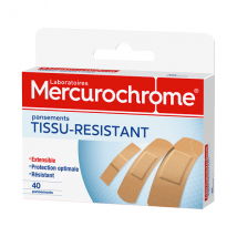 Mercurochrome Pansements Tissu boite de 40 - Extensible, Résistant -