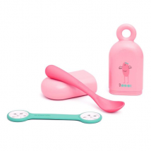 Suavinex Set Cuillère + Etui à Cuillères + Attache Serviette Rose - Plastique -