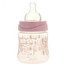 Bébisol Biberon Anti-Colique Silicone Col Large +0m Lapins Rose 150ml - Col large -