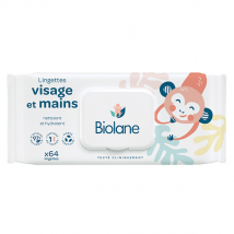 Biolane Bain & Toilette Lingette Visage et Mains 64 unités pour Peau Normale