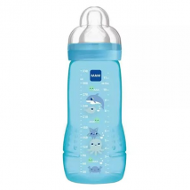 MAM Easy Active Biberon Débit X +6m Bleu 330ml - Col étroit -