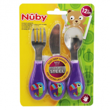 Nuby Couverts 3 Pièces Acier Inoxydable +12m - Inox -