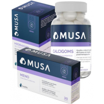 Musa Meno Menopausia 30 Cápsulas + Hidragyn Gel Hidratante Uso Interno 6 Cánulas + Calcigoms Sabor Yogur 30 Caramelos de Goma