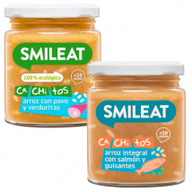 Smileat Jar CA-CHI-TOS +10m Arroz com Salmão e Ervilhas 230 gr + Arroz com Peru e Legumes 230 gr